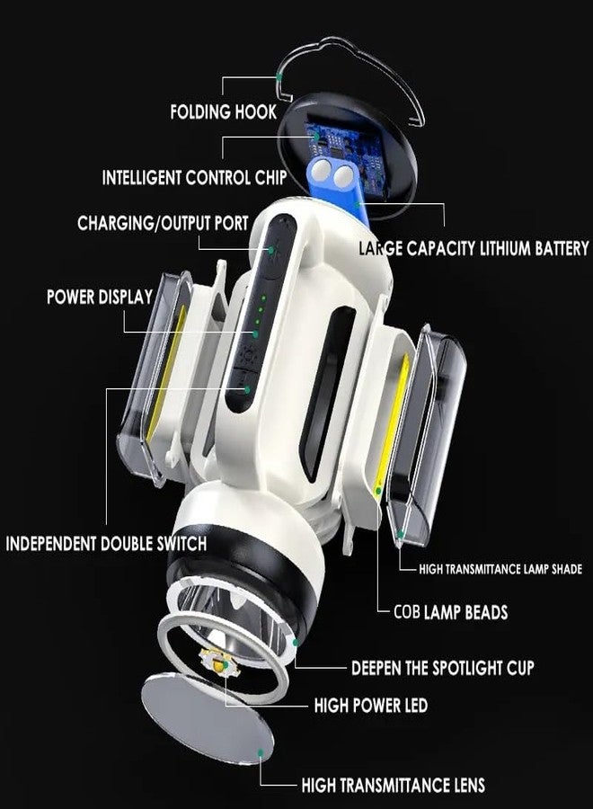 CBEX 3-in-1 Rechargeable Spotlight Outdoor Led Spotlight Flashlight, IPX6 Waterproof Handheld Spot Light/Lantern/Flashlight for Outdoor Marine Boating Hunting - Image 4